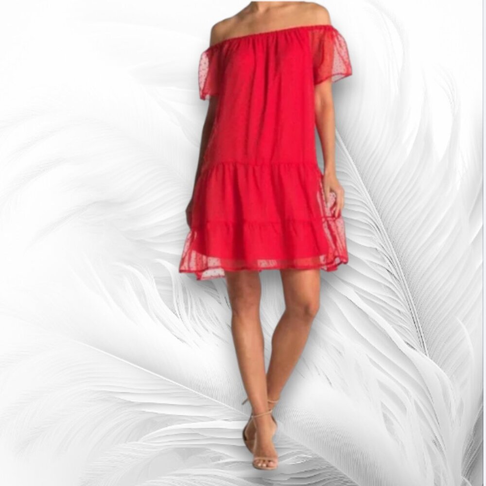 Wrapper Women’s Red Summer Chiffon Overlay Dress With Lining Size: M